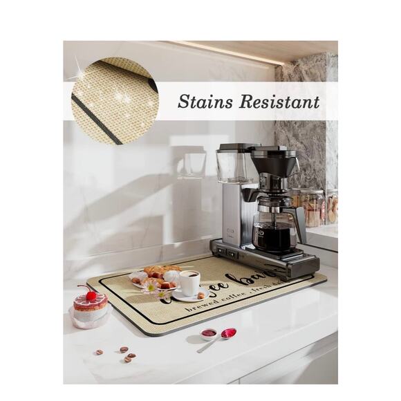 Rubber Backed Quick Drying Coffee Mat for Kitchen Counter-Coffee Bar (19x12) - Picture 4 of 8